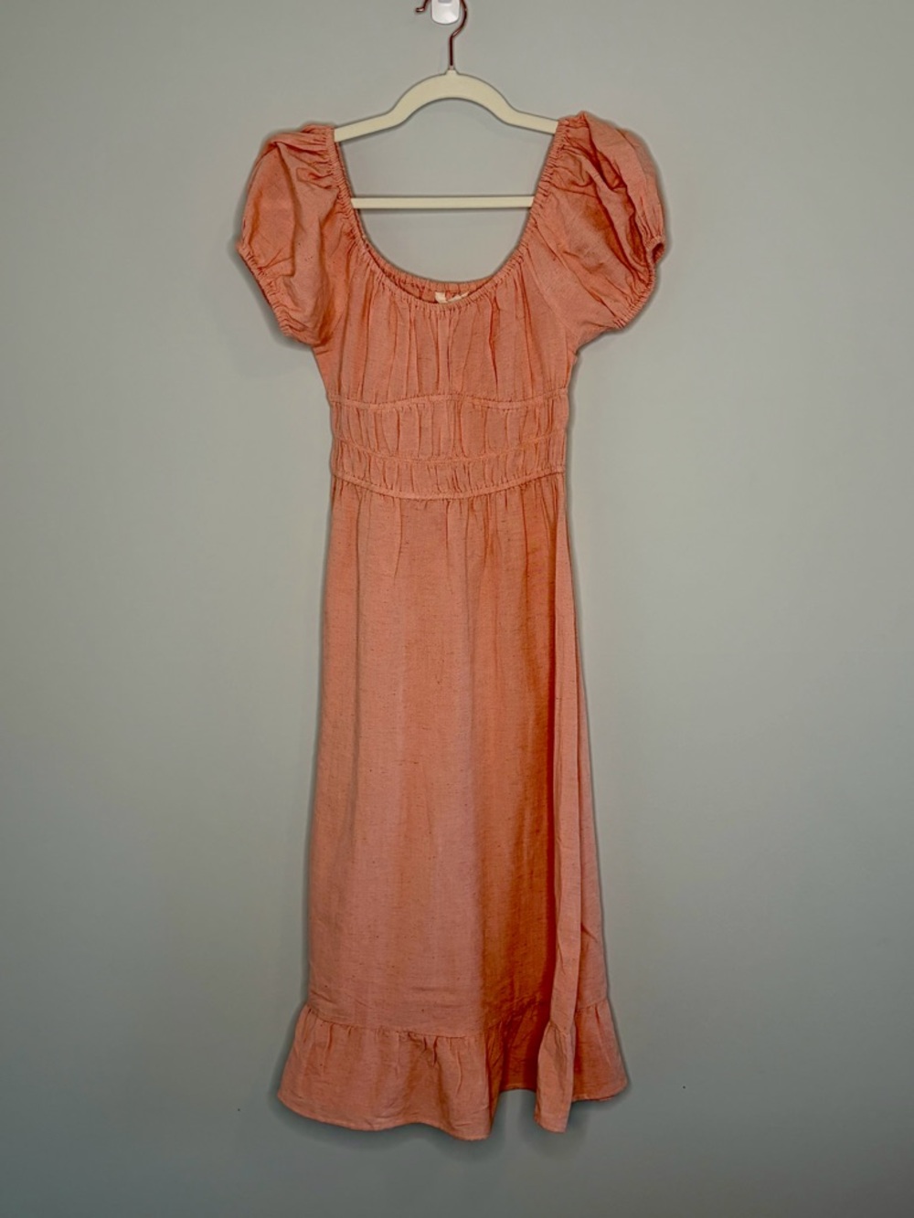 NWT Sim & Sam Pink Puff-Sleeve Maxi Dress with Smocked Waist Small Milkmaid - Picture 2 of 12